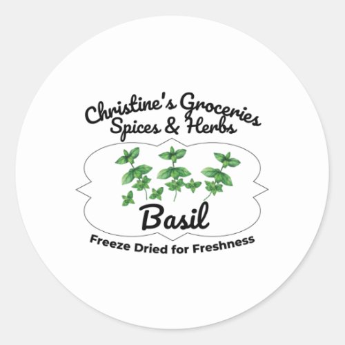 Basil spice jar classic round sticker