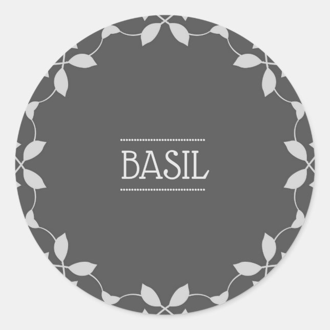 Basil Spice Jar Sticker Labels (Front)