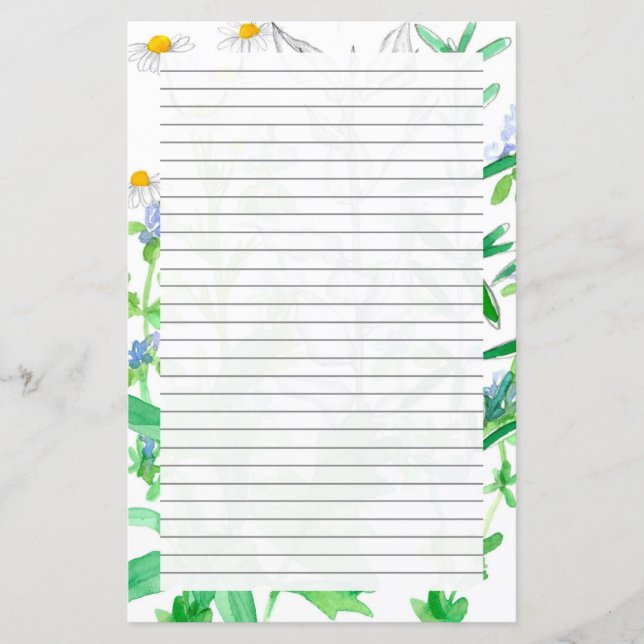 Basil Thyme Herbs Lined Stationery Letter Writing (Front)