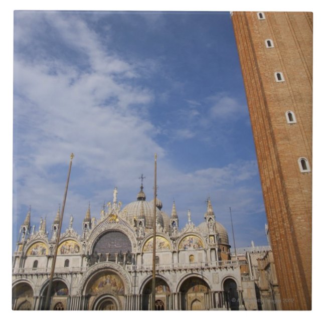 Basilica and Bell Tower St Mark's Square Venice Ceramic Tile (Front)