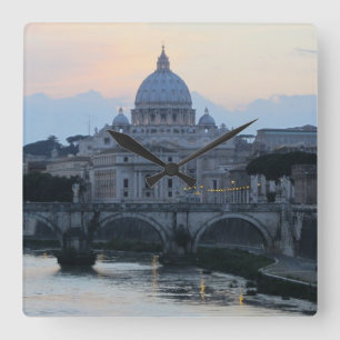 Basilica in Rome, Italy Square Wall Clock