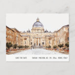 Basilica Rome Italy Watercolor Save The Date Postcard<br><div class="desc">If you need any further customization please feel free to email me on yellowfebstudio@gmail.com. or message via Zazzle.</div>