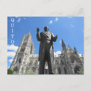 basílica statue quito postcard