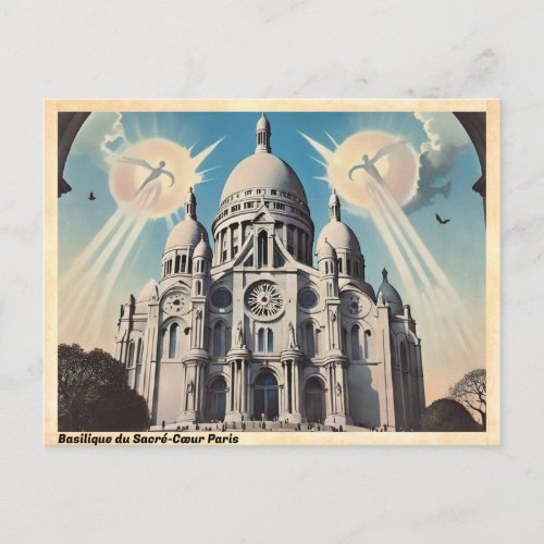 Basilique du Sacr_CÅur Paris Vintage Travel Postcard