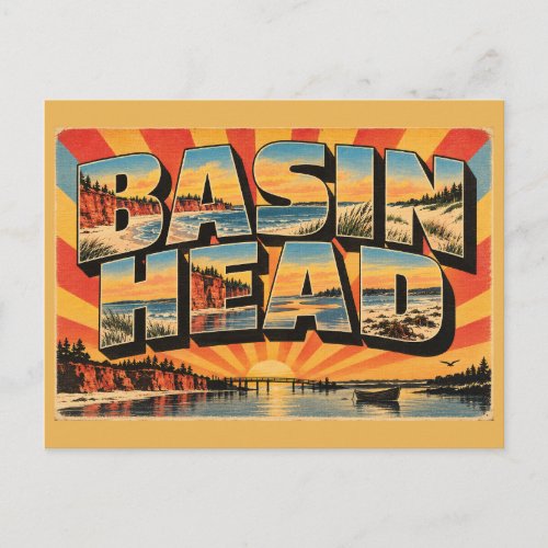 Basin Head PEI Singing Sands Red Cliffs Art Postcard