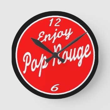 Basin St Soda Co Enjoy Pop Rouge Round Clock by figstreetstudio at Zazzle