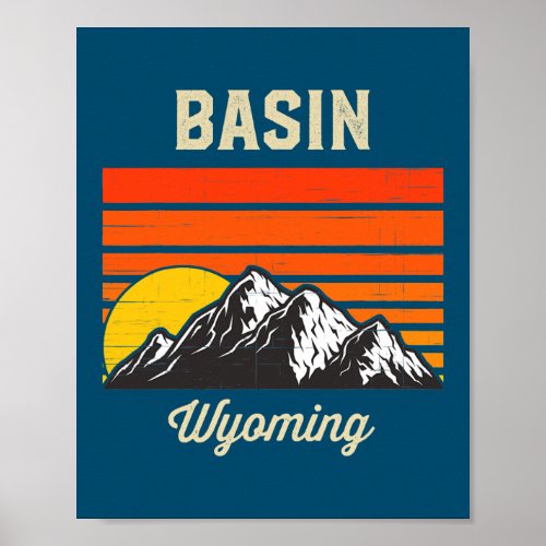 Basin Wyoming Retro City State USA  Poster