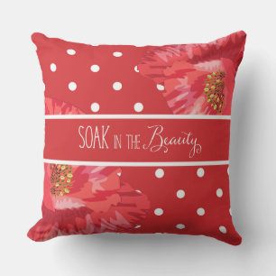 Bask in the Warmth Poppies and Polka Dots Throw Pi Outdoor Pillow