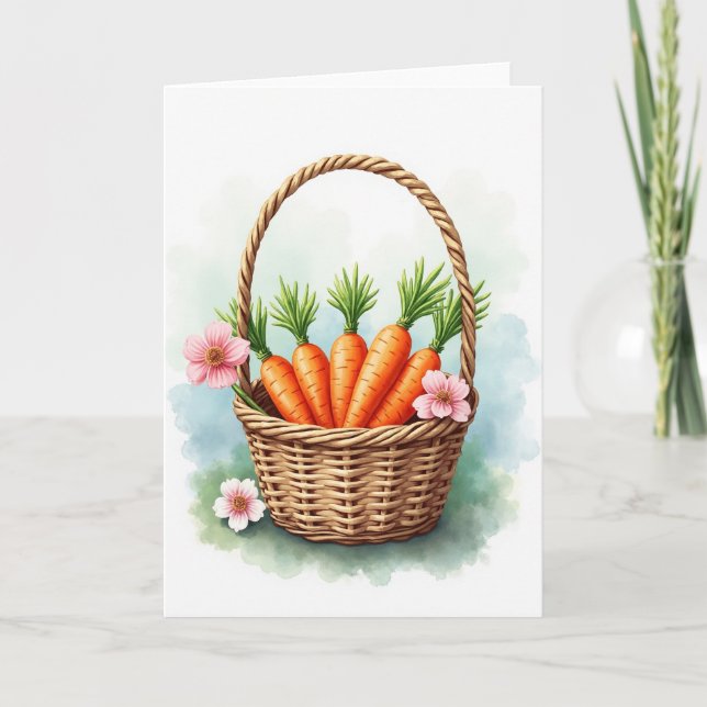 Basket And Veggies Watercolor Card (Front)