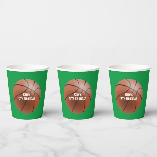 Basket Ball Custom Birthday Paper Cups