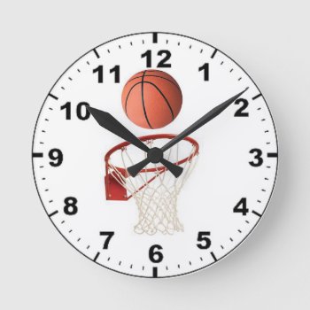 "basket Ball" Design Wall Clocks by yackerscreations at Zazzle