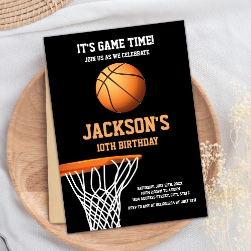 Basket Basketball Ball Birthday Invitations