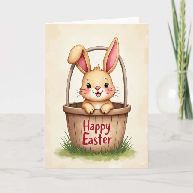 Basket Bunny Easter Card (Front)