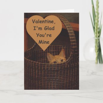 Basket Case Cat Valentine Greeting Holiday Card by Victoreeah at Zazzle
