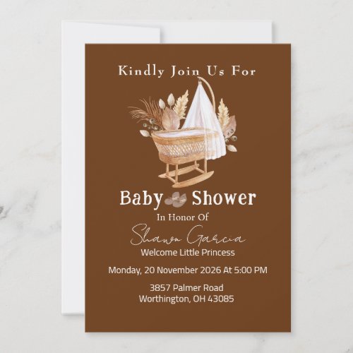 Basket Crib Baby Shower Invitation