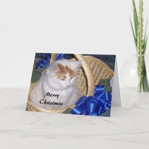 BASKET FILLED WITH PURRRRFECT CHRISTMAS WISHES HOLIDAY CARD