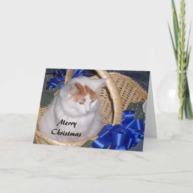 BASKET FILLED WITH PURRRRFECT CHRISTMAS WISHES HOLIDAY CARD (Front)
