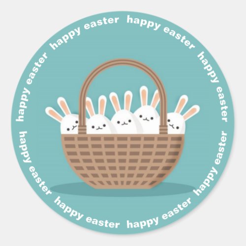 Basket Full Of Bunnies Easter Classic Round Sticker