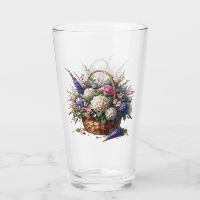 Basket Full Of Flowers Glass (Front)