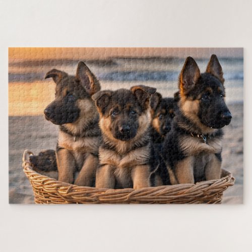 Basket full of German Shepherd Puppies Jigsaw Puzzle