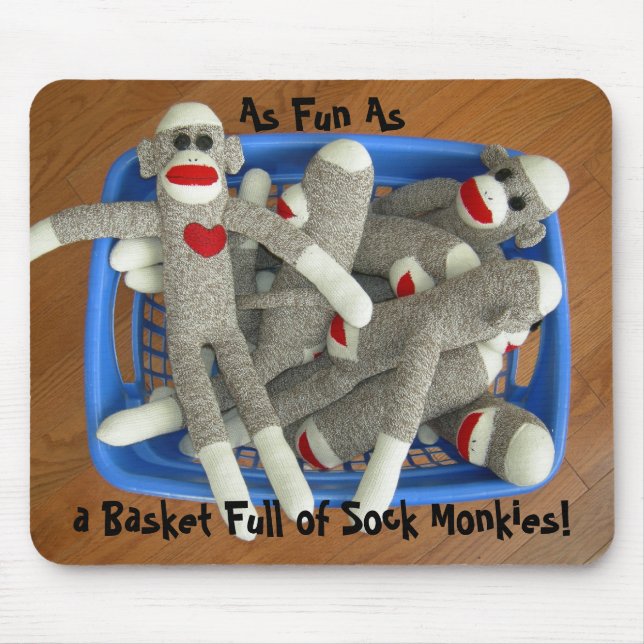 Basket Full of Sock Monkies Mousepad (Front)