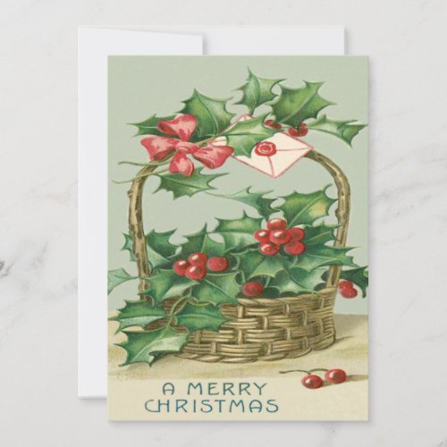 Basket Holly Winterberry Red Ribbon