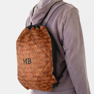 Basket-Look Drawstring Backpack w/out Initial(s)