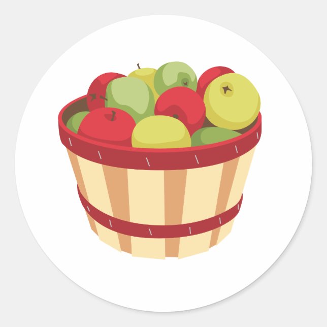 Basket Of Apples Classic Round Sticker (Front)