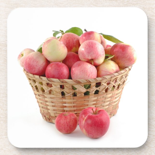 Basket of Apples, Harvest, Autumn, Fall Beverage Coaster (Front)