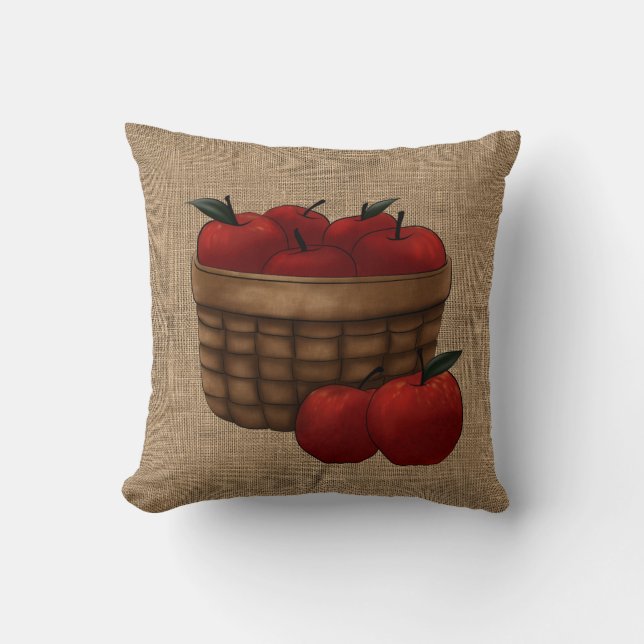 Basket of Apples Throw Pillow (Front)