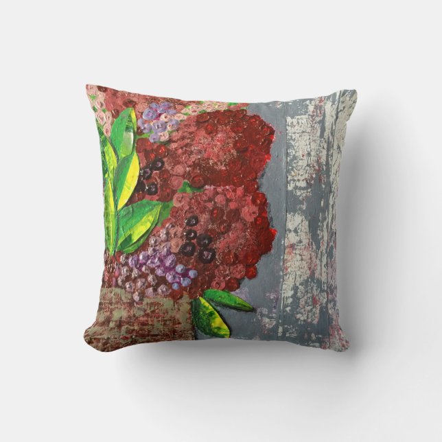 Basket of Blooms Throw Pillow (Front)