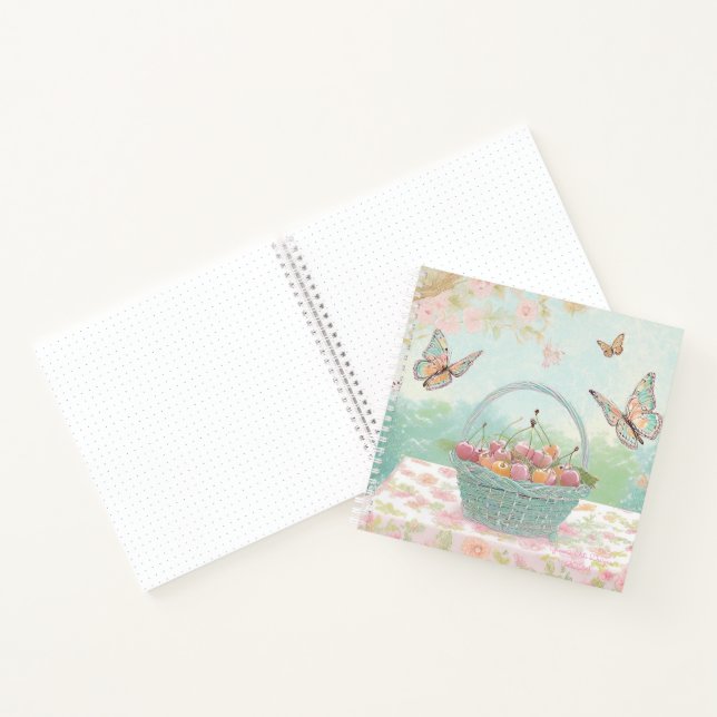 Basket of cherries bullet journal notebook (Inside)