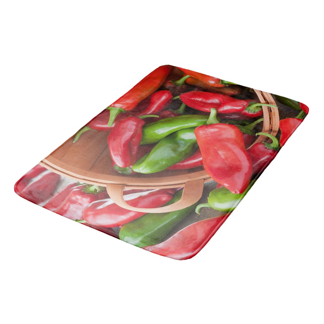 Basket of Chili Peppers Kitchen Rug Mat Home Decor Zazzle