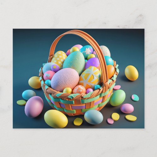 Basket Of Colorful Easter Eggs Postcard