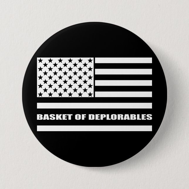 Basket of Deplorables American Flag Thin Line Pinback Button (Front)