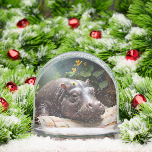 **"Basket of Dreams: A Baby Hippo’s Cozy Nap"** Snow Globe