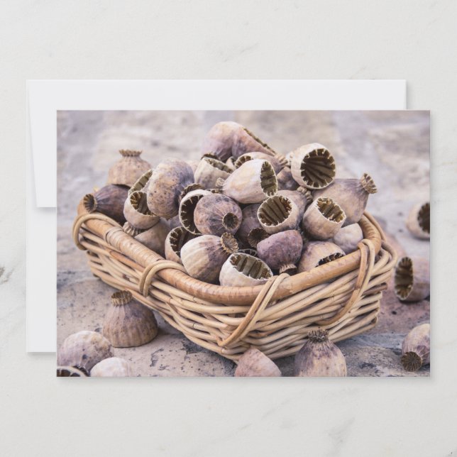 Basket of Dried Pod Poppy Seeds Invitation (Front)