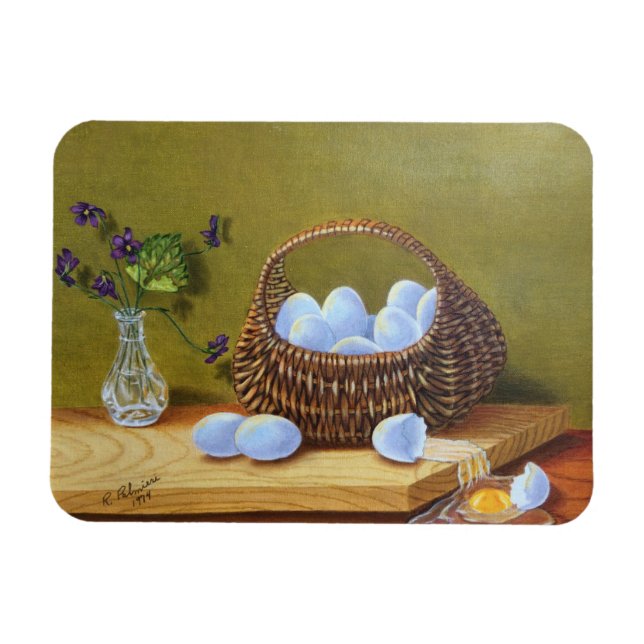 Basket of Eggs with Violets Magnet (Horizontal)