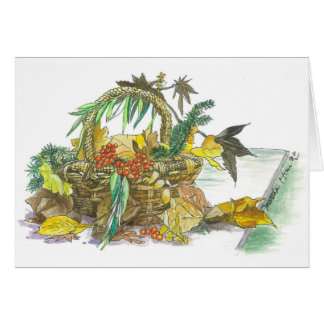Basket of Fall leaves Cards