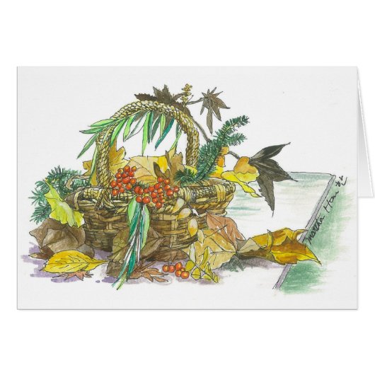Basket of Fall leaves Cards (Front Horizontal)