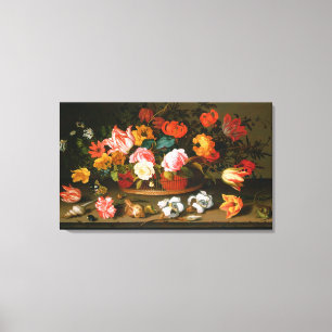 Basket of flowers, 1625 canvas print