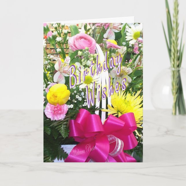 Basket of Flowers Bday Wishes Card (Front)
