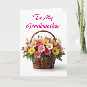 Basket of Flowers Mother's Day Grandmother Holiday Card
