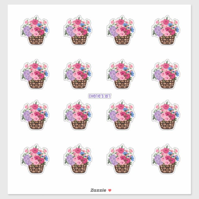 Basket of Flowers So Pretty Sticker (Sheet)