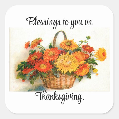 Basket Of Flowers Thanksgiving Stickers