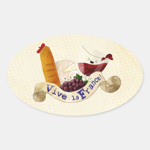 Basket of French Treats Oval Sticker