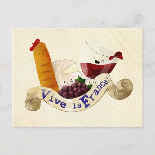 Basket of French Treats Postcard