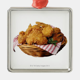 Basket of fried chicken metal ornament