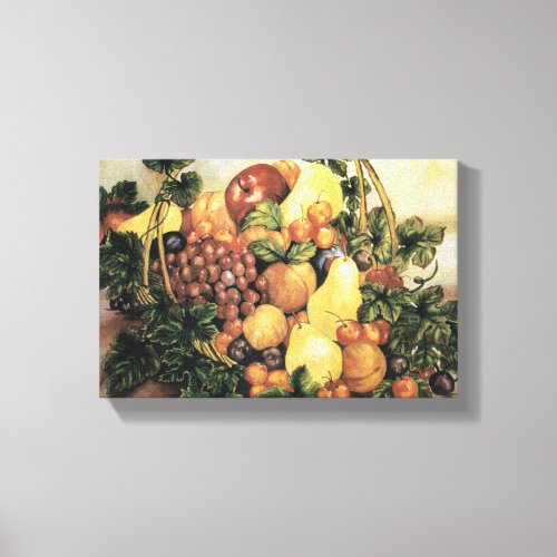 Basket of Fruit Watercolor Painting  Canvas Print