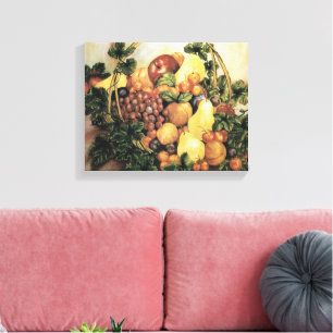 Basket of Fruit Watercolor Painting Canvas Print